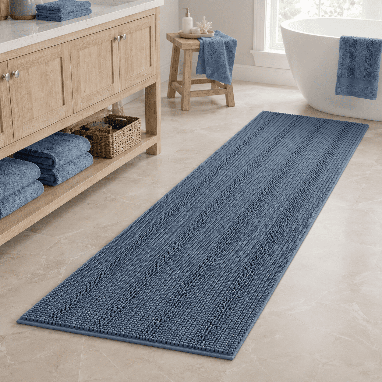Primebeau, Oversize Long Striped Rug, 59x20 inch, Stone Blue - Walmart.com