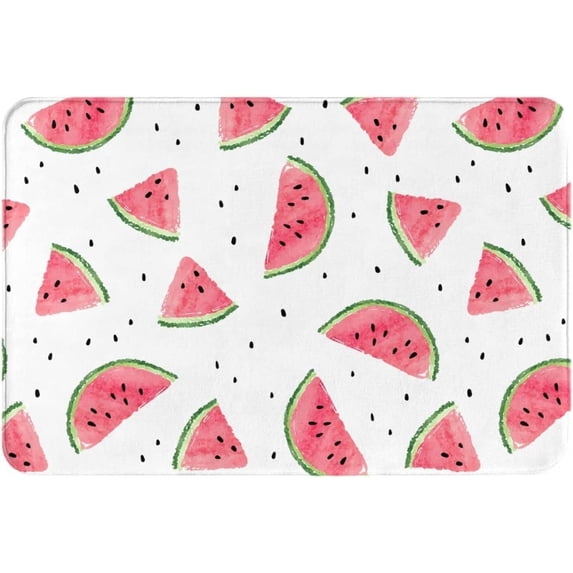 Bath Rugs Hand Drawn Red Watermelons Door Mat Outdoor Summer Fruits Creative Painting Doo Non Slip Absorbent Bathroom Rug Carpet for Home Entrance Kitchen Gift for Women Men 18x30 Inch