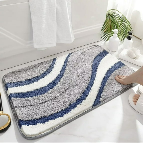 Bath Rugs, Non Slip Absorbent Microfiber Toilet Rug Mat, Soft Shower Carpet with Quick Dry Technology, Machine Washable Bathroom Floor Mat