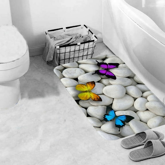 WEXIA Soft Bath Rugs Non-Slip Absorbent Bathroom Stone Pattern Decor Floor Mats Machine Washable 24x35inch