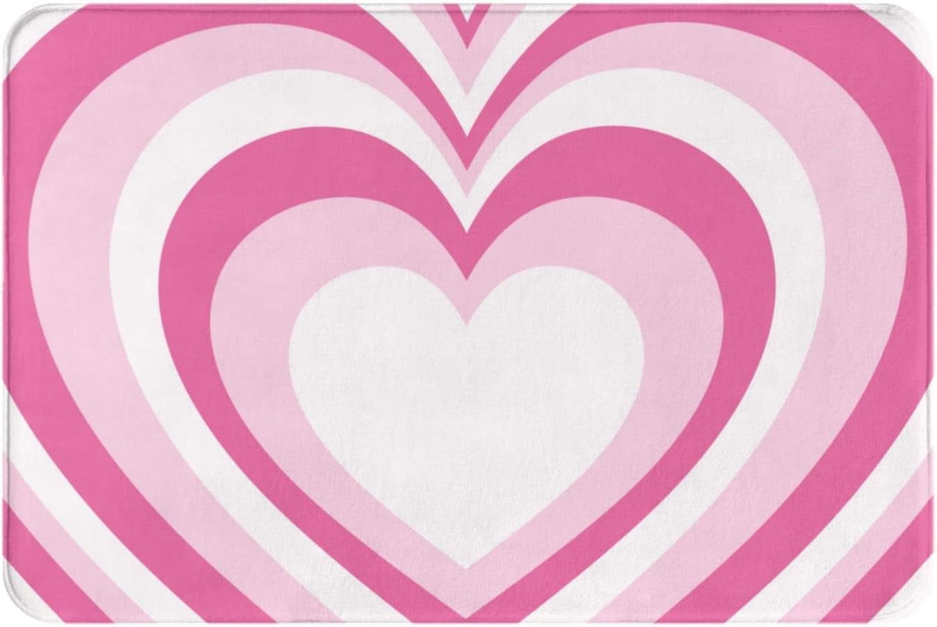 Bath Rugs Pink White Love Hearts Door Mat Outdoor Watercolor Romantic