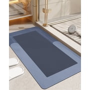 Bath Rugs Quick Dry 16x24, Super Absorbent Bathroom Mat, Rubber Non-Slip Ultra Thin Bathmat, Washable Shower Floor Mats for Bathtub and Sink, Dark Grey