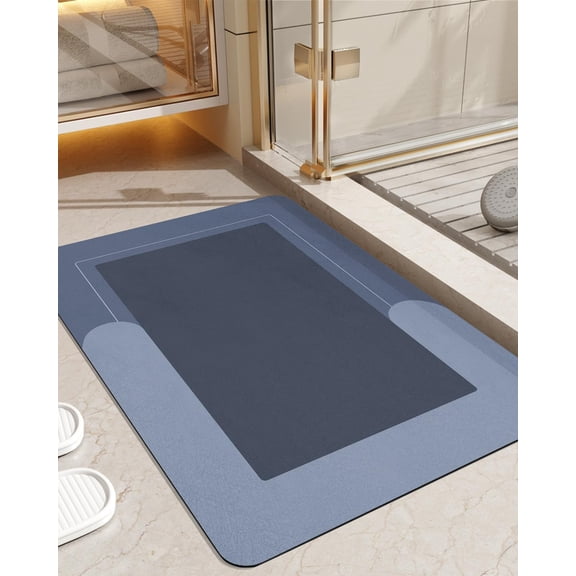 Bath Rugs Quick Dry 16x24, Super Absorbent Bathroom Mat, Rubber Non-Slip Ultra Thin Bathmat, Washable Shower Floor Mats for Bathtub and Sink, Dark Grey