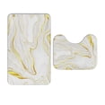 thumbnail image 1 of Bath Rugs Set 2Pcs Non-Slip Absorbent Soft Yellow Marbling Bathroom Floor Mats Toilet Decor, 1 of 5
