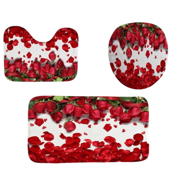 Bath Rugs Set Non-Slip Soft Absorbent Bathroom Mats 3 Pcs Machine Washable