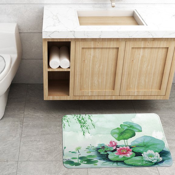 WEXIA Soft Bath Rugs Non-Slip Backing Absorbent Leaf Pattern Bathroom Decor Mats Machine Washable 24x35inch