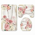 thumbnail image 1 of Bath Rugs Soft Non-Slip Absorbent Pink Flowers Bathroom Mats 3Pcs Set Machine Washable, 1 of 4
