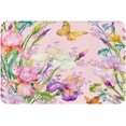 Bath Rugs Watercolor Colorful Meadow Flowers Door Mat Outdoor Spring