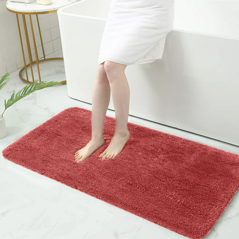 Large Coffee Bathroom Rug, Non Slip Bath Mat, 24 x 60 Microfiber Thick  Plush Water Absorbent Shower Mat for Bedroom, Tub and Shower, Machine