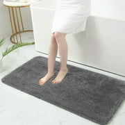 Bath Rugs for Bathroom Non Slip, Microfiber Washable Gray Large Bathroom Mat, Absorbent Shaggy Shower Floor Mat, Bath Ru