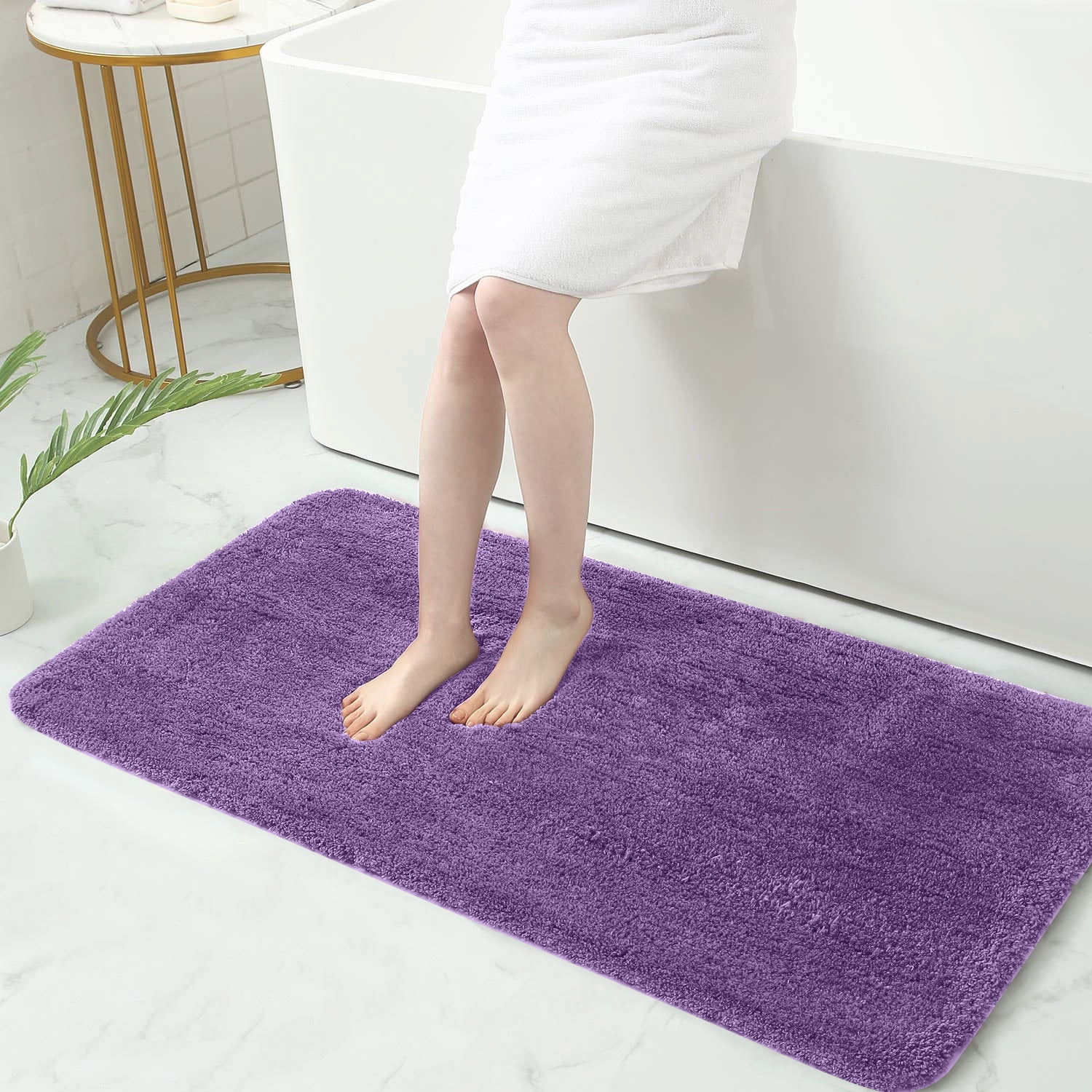 Hastings Home Bathroom Mats 60-in x 24-in Purple Polyester Memory Foam Bath  Mat in the Bathroom Rugs & Mats department at