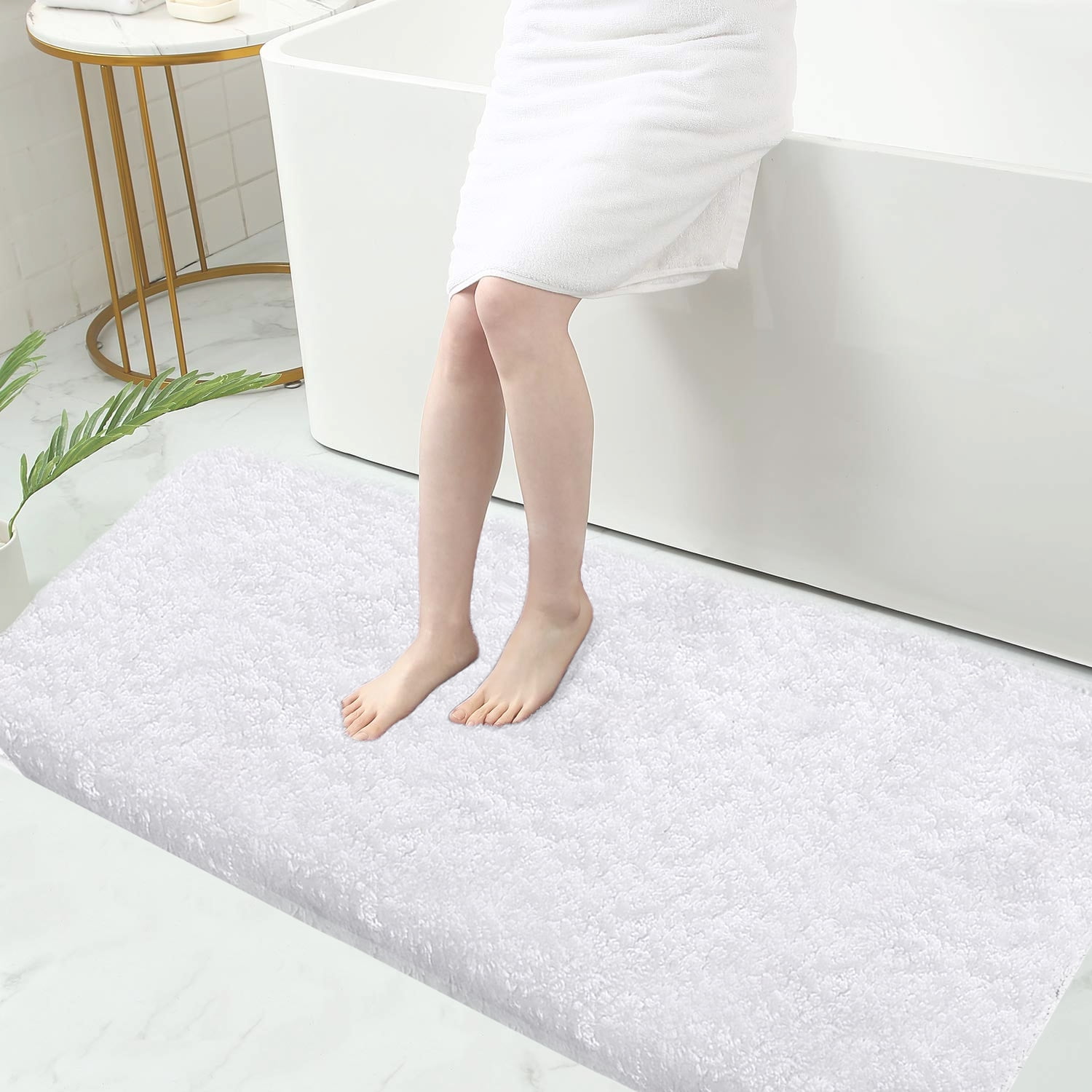 Bath Rugs for Bathroom Non Slip, Microfiber Washable White Large