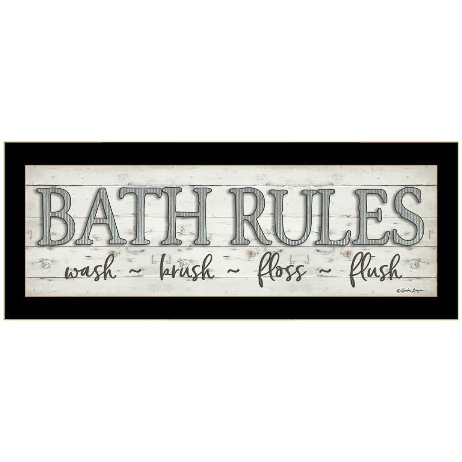 Motivational Bath Rules Canvas Print with Black Frame