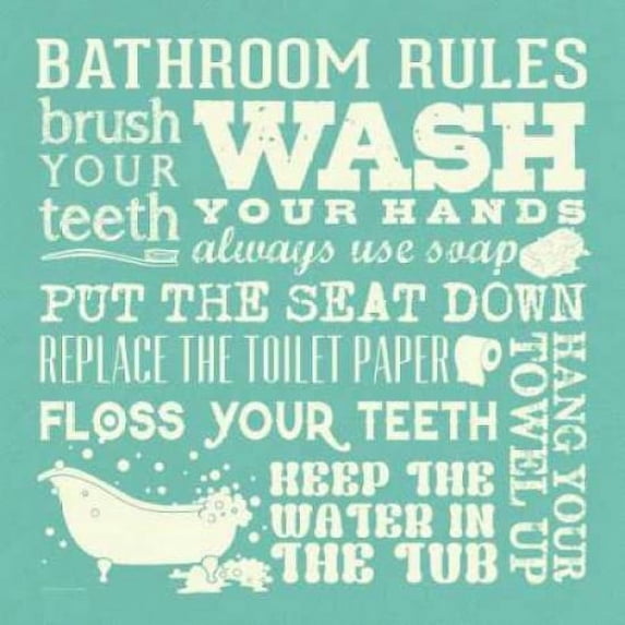 Bath Rules - Green Poster Print by Stephanie Marrott (12 x 12)