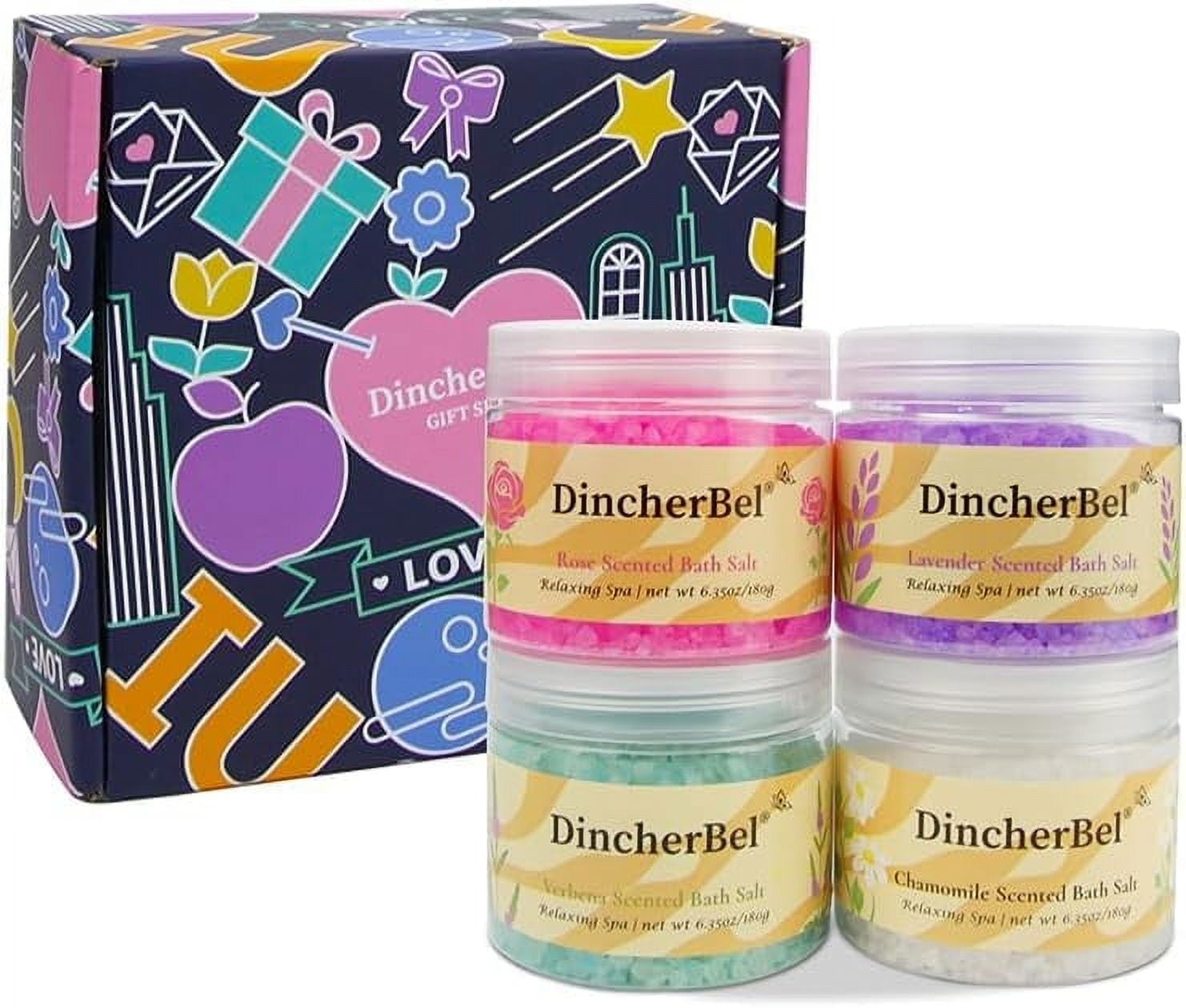 Bath Salts, 4pcs Spa Bath Salts Gift Set, Epsom Salt with Rose ...
