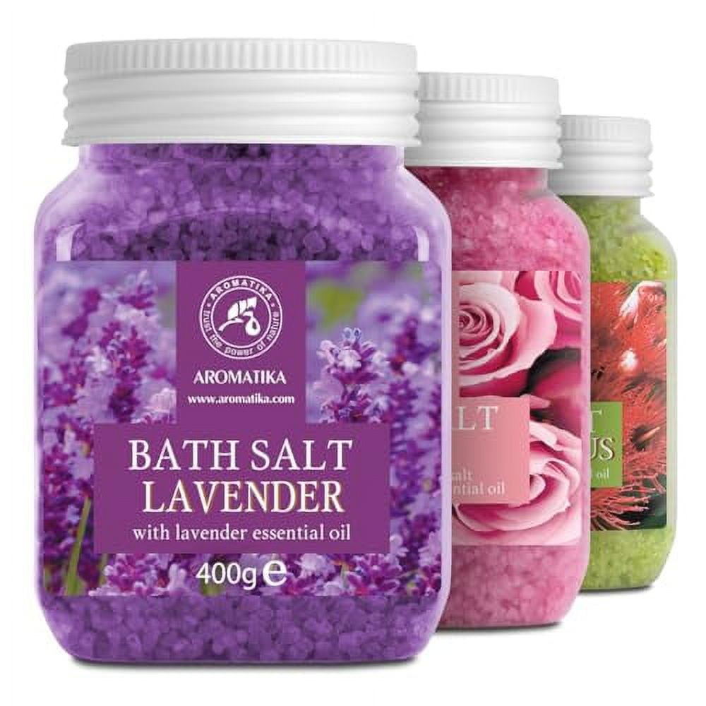 Bath Salts Set 42  Oz - Lavender -  Rose - Eucalyptus -  100% Bath Salts -  Lavanda Rosa Eucalitpus Salt  - Best for Good  Sleep - Stress Relief  - Bathing - Body  Care - Beauty -  Relaxation - Spa