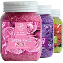 Bath Salts Set 42 oz - Lavender - Rose - Eucalyptus - 100% Bath Salts - Lavanda Rosa Eucalitpus Salt - Best for Good Sleep - Stress Relief - Bathing - Body Care - Beauty - Relaxation