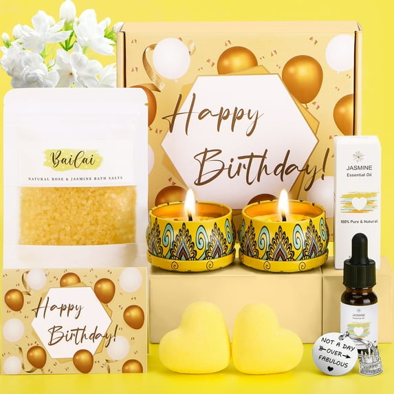 Bath Set Birthday Pamper Gifts for Women, Unique Skin Care Happy Birthday Hampers Self Care Package for Her, Female Birthday Presents Basket Ladies Birthday Box Gifts Ideas for Women Best Friend Mum