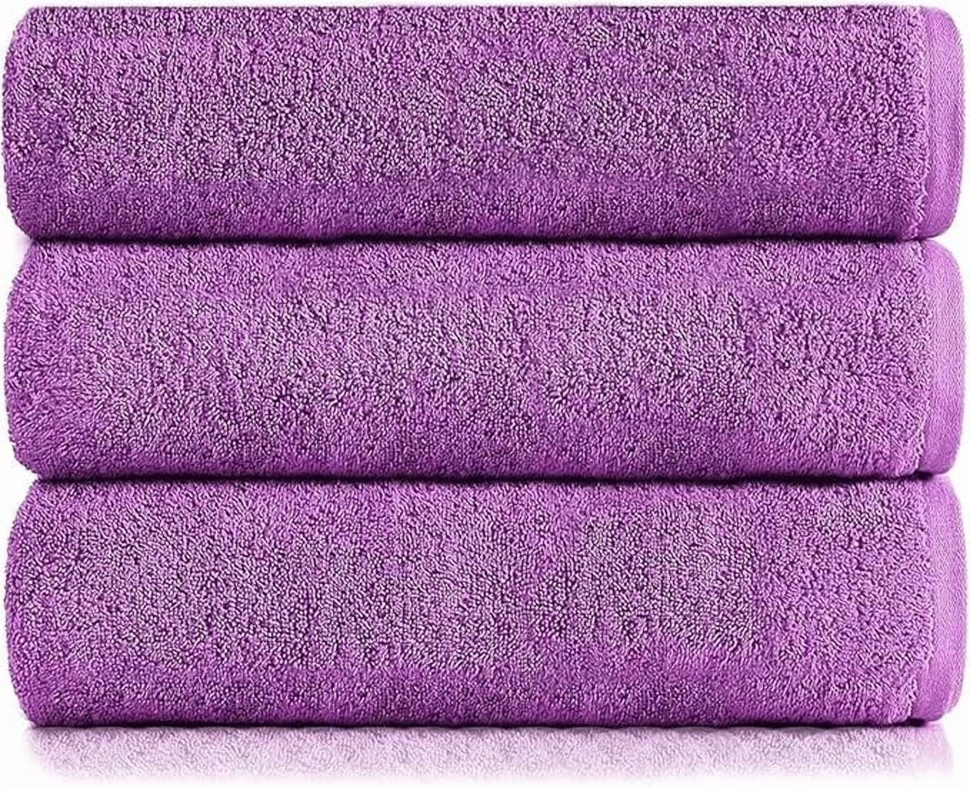 Americlassic Bath Sheet 30 × 60 inch – Pack of 3 Premium Purple Towels – 100% Cotton, Soft & Quick-Dry Absorbent Quality for Bathroom, Shower & Spa