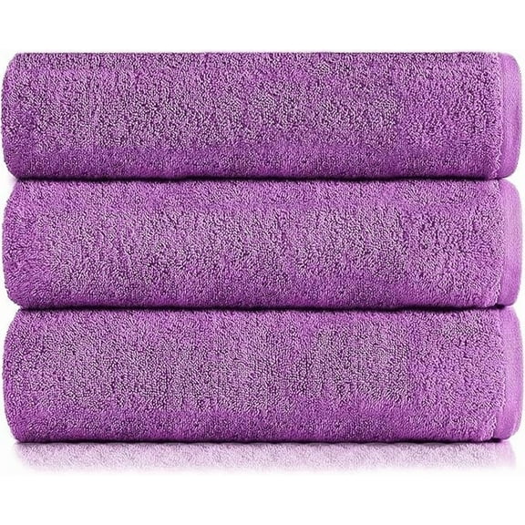 Americlassic Bath Sheet 30 × 60 inch – Pack of 3 Premium Purple Towels – 100% Cotton, Soft & Quick-Dry Absorbent Quality for Bathroom, Shower & Spa