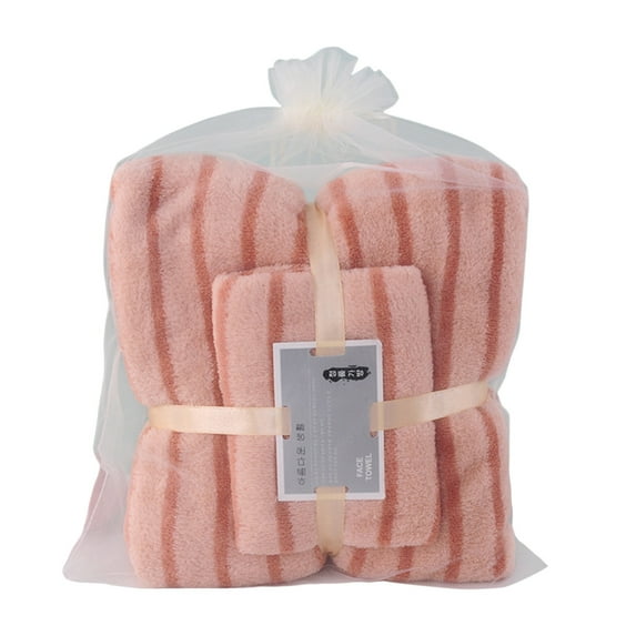 LLQkigsxse Striped Coral Velvet Bath Towel Sets, A