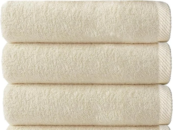 Bath Sheets Pack of 3 Oversized Towels 32x68 Inch 100 Percent Ring-Spun Cotton Quick Dry Soft Absorbent Luxury Bath Towels Ivory