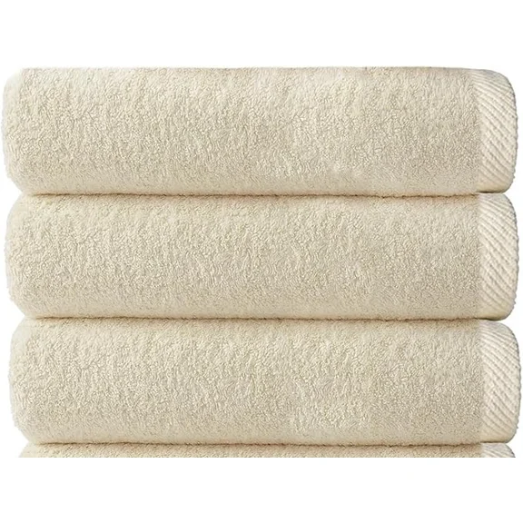 Bath Sheets Pack of 3 Oversized Towels 32x68 Inch 100 Percent Ring-Spun Cotton Quick Dry Soft Absorbent Luxury Bath Towels Ivory