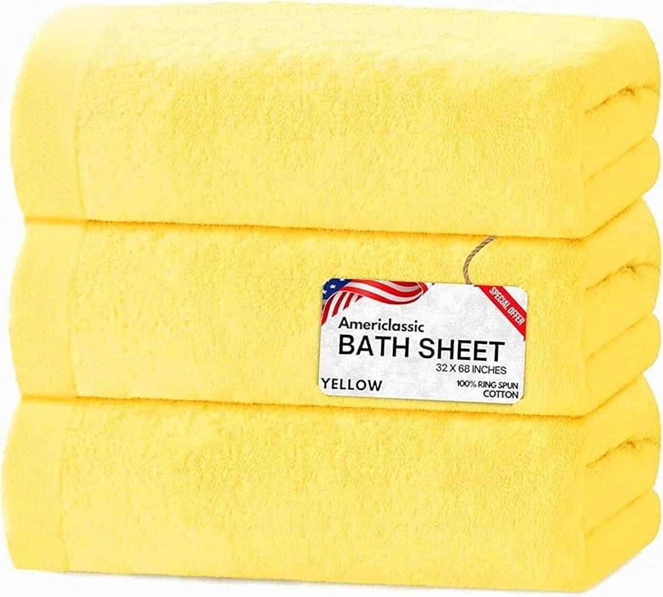 Bath Sheets Pack of 3 Oversized Towels 32x68 Inch 100 Percent Ring-Spun Cotton Quick Dry Soft Absorbent Luxury Bath Towels Yellow