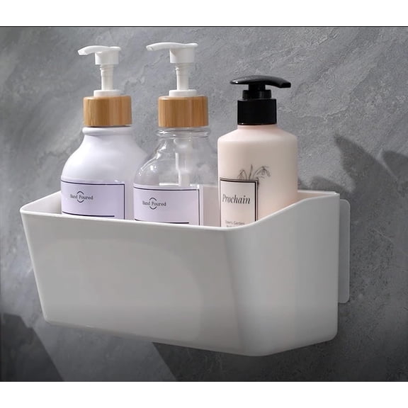 Bath Shelve, Adhesive Shelf Shower Caddy Bathroom Organizer, No Drill Wall Mounted Shower Caddy Basket PlasticWhite Storage Rack for Bathroom/Kitchen