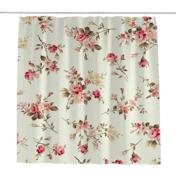 Bath Shower Curtain Liners 66"x72", Flowers PatternPolyester Waterproof with 12 Curtain Hooks Bathroom Accessories Decoration