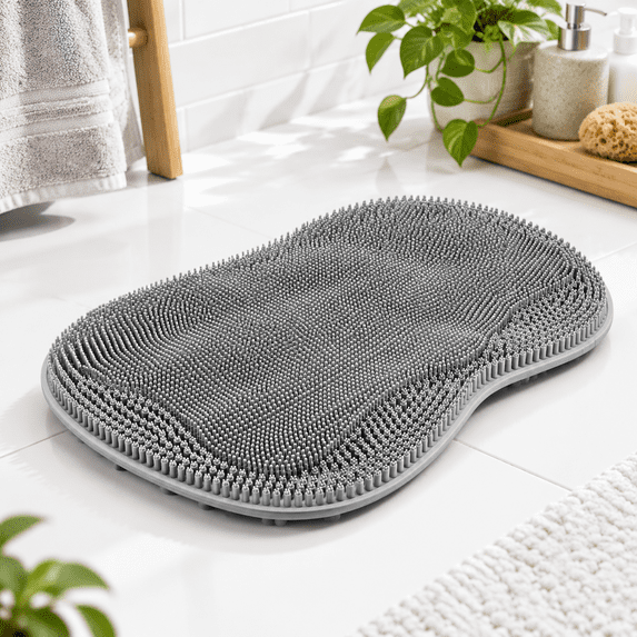 Bath Shower Foot Scrubber Mat - Silicone (xl)nersn Pad Without Bending ...