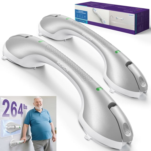 KEKOY 17.5" Grab Bars for Shower, 2 Pack Shower Handle Strong Suction Shower Bar, Safety Bars for Shower, Shower Grab Bars for Seniors, Injured, Handicap