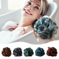 thumbnail image 1 of Bath Flower Sponge | Soft Non-Scattering Two-Tone Body Scrubber | Dense Foaming Bath Loofah Ball | Gentle Exfoliating | Plush Texture | Hanging Loop | 1 Pack | 4.7x4.7in, 1 of 8