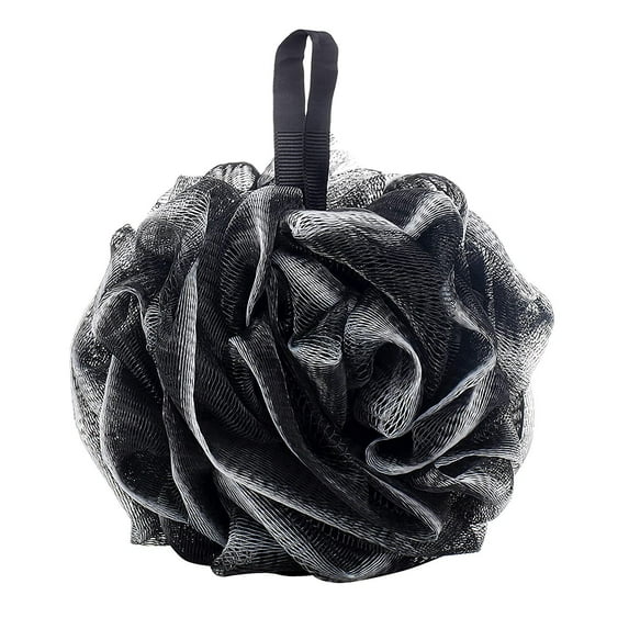 Bath Shower Loofah Sponge, 1 Pack Body Wash Scrubber Exfoliator Loofa Pouf for Use in Shower, 60g Essential Skin Care Men Women Bathing Accessories (Black)
