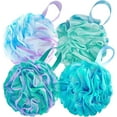 thumbnail image 1 of Bath Shower Loofah Sponge 75g/PCS Mesh Pouf Body Shower Scrubber Exfoliating Loofah for Women and Men, Pack of 4, 1 of 9