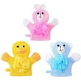 thumbnail image 1 of Bath and Shower Loofah Sponge For Kids,Non-toxic,Skin-friendly Soft Terry Cloth Bath Puppet,Wash Cloth,Bath Mitt,Bath Mitt,Terry Cloth Bath Mitt Set of 3,Cute Face Design(Cartoon Rabbit/Duck/Bear), 1 of 5