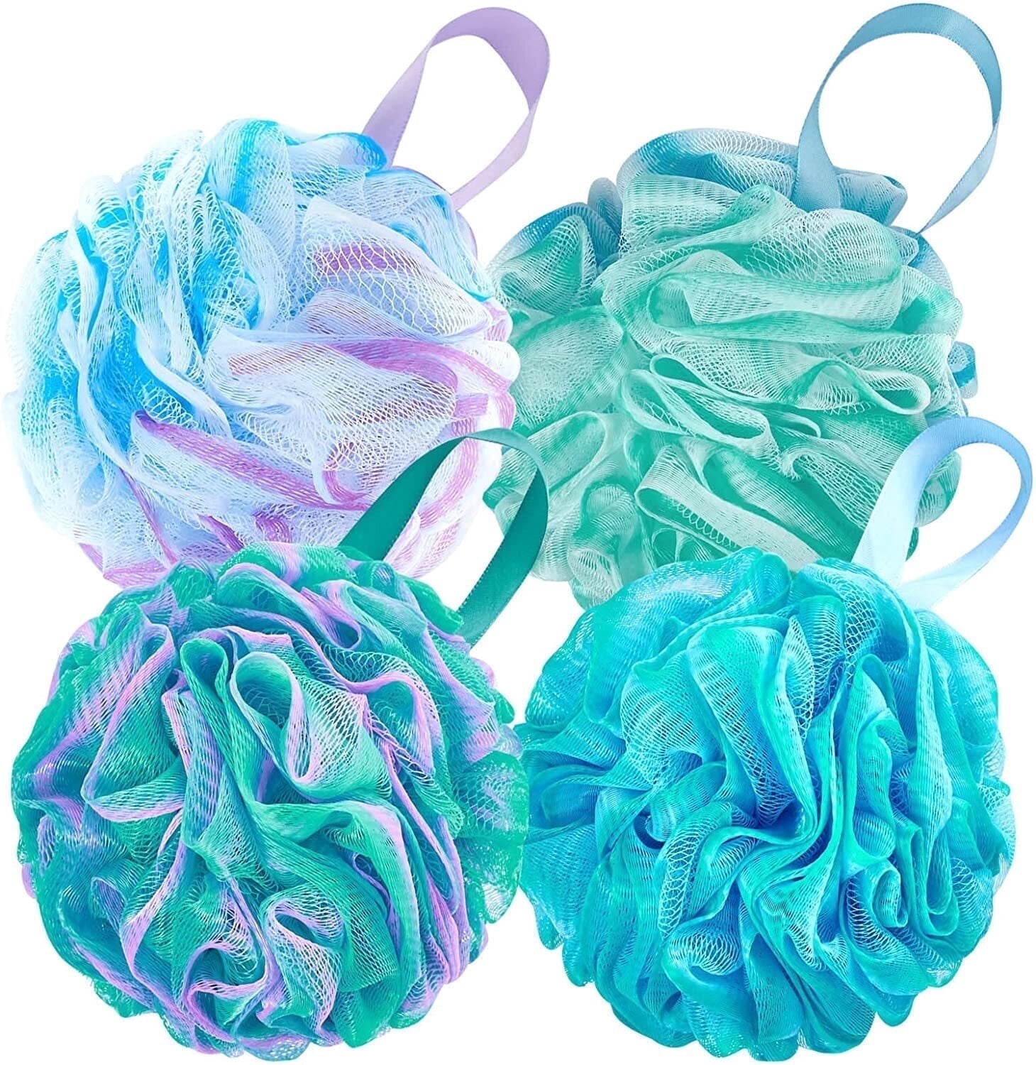 Bath Loofah Sponge Bulk 36 Pack Shower Pouf Mesh Exfoliating Body Scrubber 36 Pack Mini Travel Shower Puff Assorted Colors  main image 2