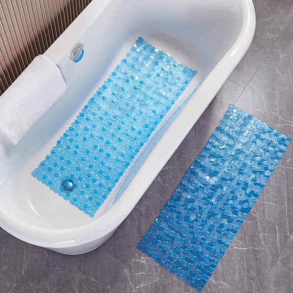 Bath Shower Mat Non Slip: Pebble Bathtub mat for Families, Anti Slip Shower Matt with Drain Holes Suction Cups Tub Mat
