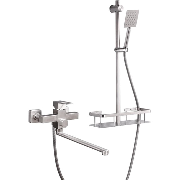 Bath Shower Mixer Tap Stainless Steel Hot and Cold Water Swivel Multifunction Bath Taps Wall Mounted Brushed