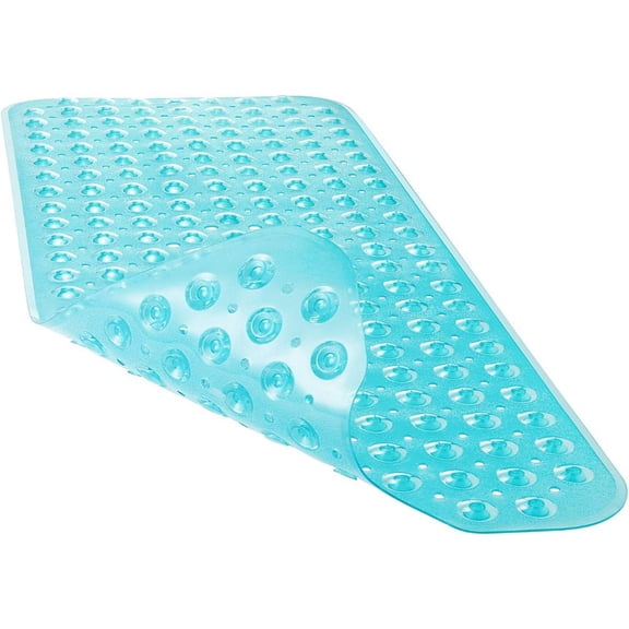 Bath and Shower Safety Mats 40 x 16 Inch Non-Slip and Extra Large, Bathtub Floor Mats with Suction Cups, Machine Washable Bathroom Mats with Drain Holes
