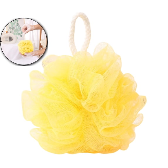 Bath Shower Sponge Loofah, High-Density Mesh Pouf Bath Ball, Shower Sponge with Hanging Loop, Large 4.7'' Body Scrubber for Rich Lather