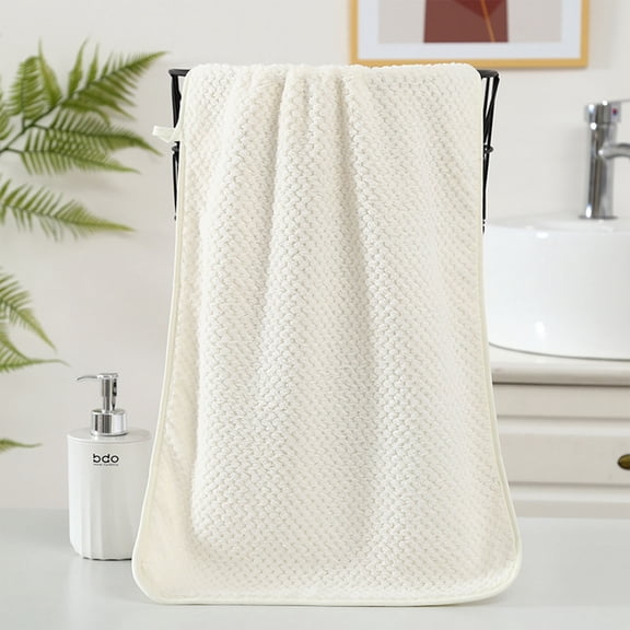 Bath Shower Towel,Thick Patterned Textile Bath Accessory with Gentle Touch Texture,High Absorbency Household Wiping Cloth,For Bathroom Washing Campus Gym Workout Beach Leisure Occasions(Yellow)