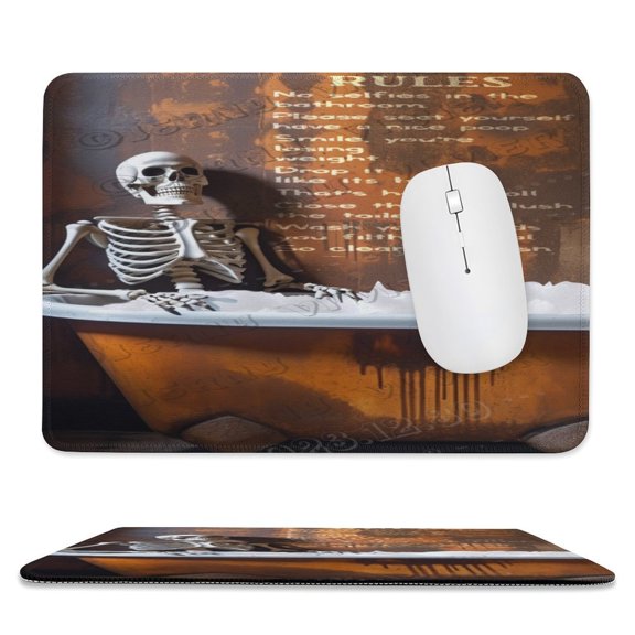 Bath Skeleton Printed Mouse Pad,Funny Mouse Pad with Stitched Edge Rubber Base with Non-Slip,Mouse Pad for Computers,Laptop, 8"x10"