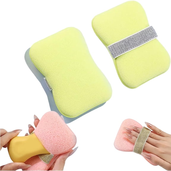 Bath Soap Sponge, Exfoliating Body & Shower Sponge with Soap Pocket & Hand Strap, Deep Cleansing Bath Tool, Gentle Dead Skin Remover for Men & Women (Green Soft)