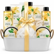 Bath Christmas Spa Gift Set for Women, Vanilla Luxurious Bath Gift Basket Beauty Birthday Gift Self Care Kit for Her, 11Pcs
