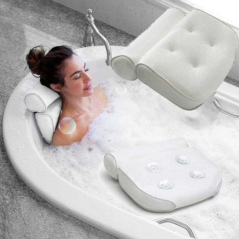 Bath Spa Pillow Cushion Neck Back Support Foam Comfort Bathtub Tub 6  Suction 