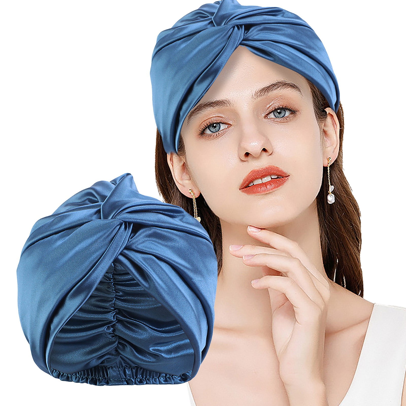 Bath & Spa Satin Silk Sleep Cap for Women - Extra Large Reversible ...