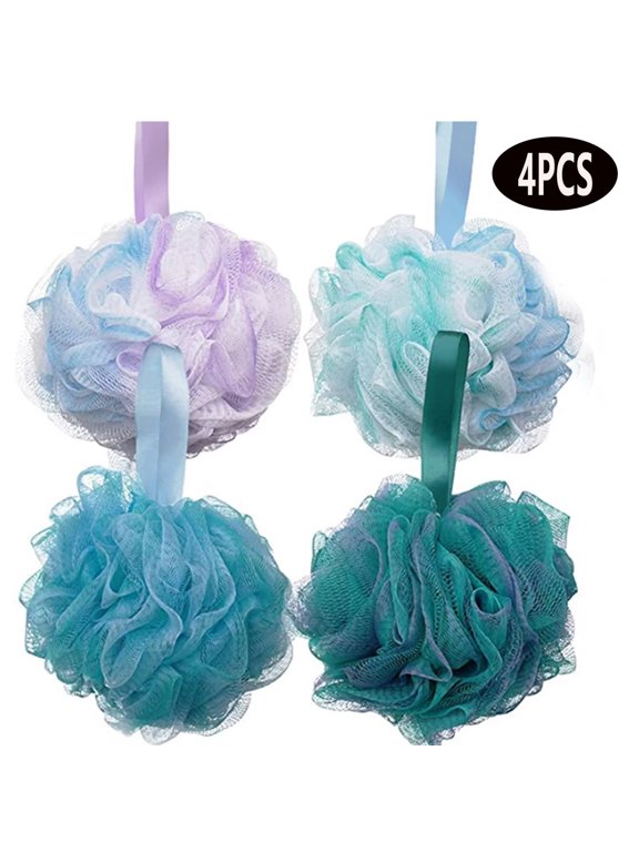Bath Sponge Ball 75g Shower Loofahs Exfoliating for Women and Men, Set of 4, Gradient Color