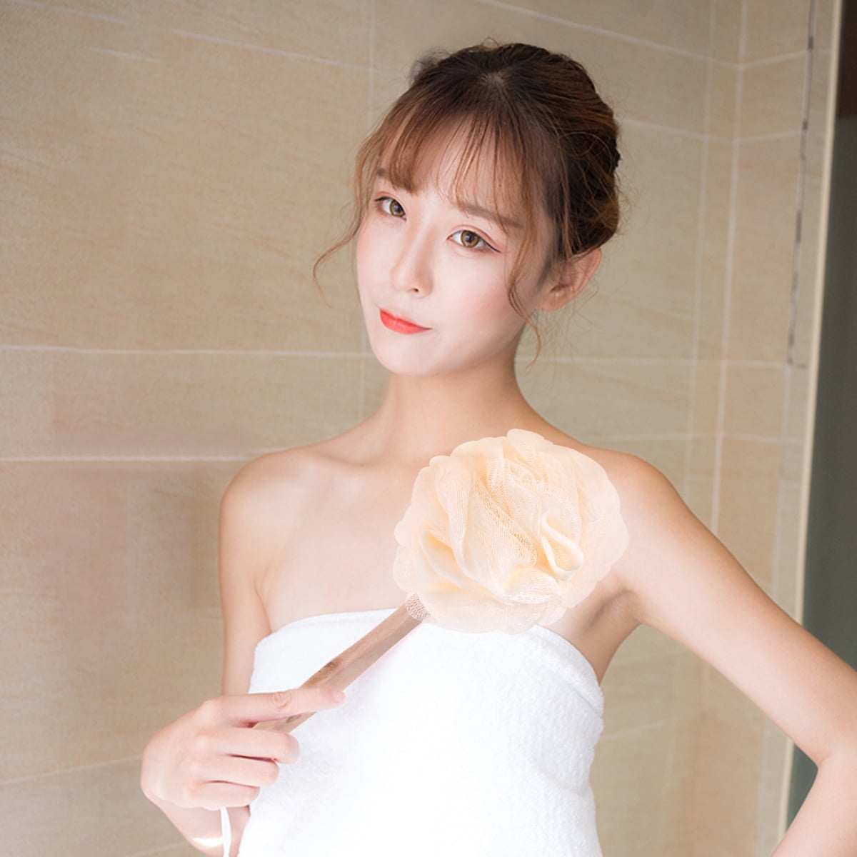 Bath Sponge Brush Long Handle Loofah Shower Bath Exfoliating Scrubber