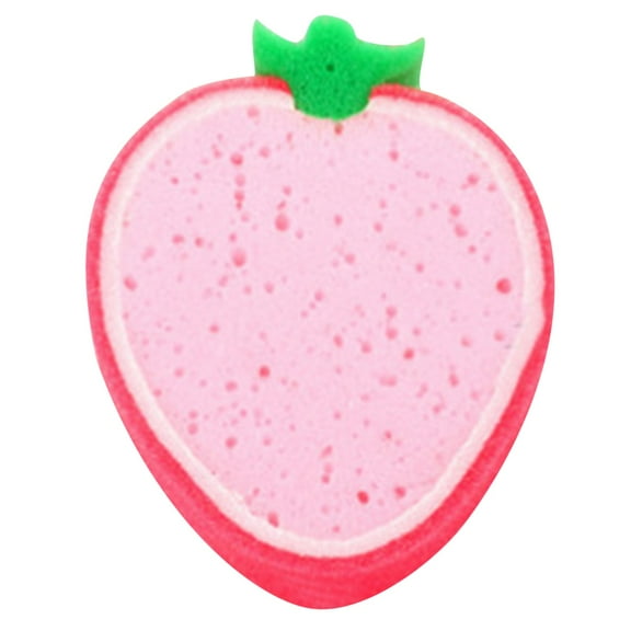 Bath Sponge For Kids Set Of 4 Fruit Sponges Bath Sponge Loofah Kids Fun Bath ( Orange Strawberry & Watermelon) Multi Colour